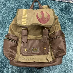 Loungefly Star Wars Rogue One Rebel Canvas & Vegan Leather Backpack RARE